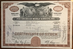 Pan Am Pan American World Airways Stock Certificate (Brown)