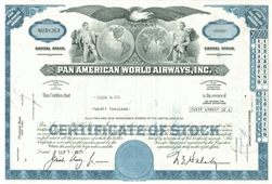 Pan Am Pan American World Airways Stock Certificate (Blue)